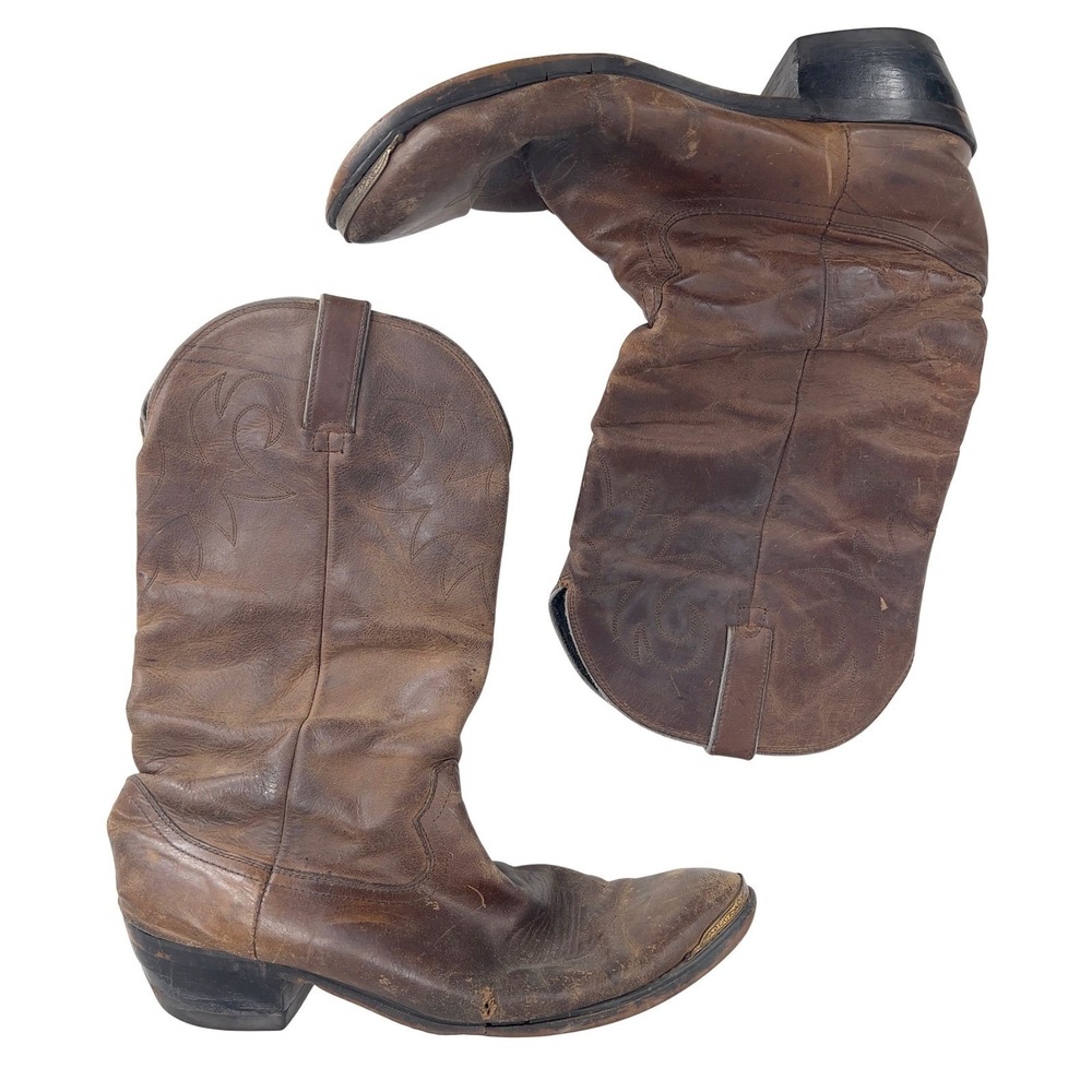 Durango Womens Leather Cowboy Boots Brown Worn In Destroyed 9.5 Western READ